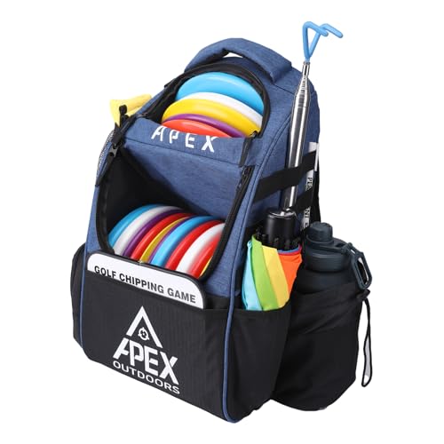 Disc Golf Bag, Large Disc Golf Backpack Holds Over 21 Discs, Durable & Lightweight with Multiple Storage Pockets - color: Blue