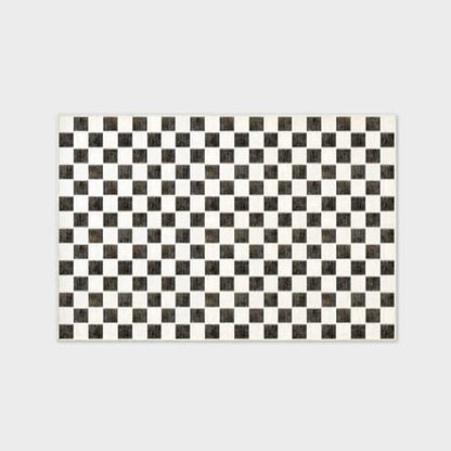 EVERGRACE Checkered Plaid Area Rug 6x9, Soft Faux Wool Rugs Washable Anti Slip Rugs Large Rug Carpet for Entryway Bedroom Living Room Hallway Kitchen and Laundry Room, Black and White - color: Black, size: 6' x 9' (Rectangular)