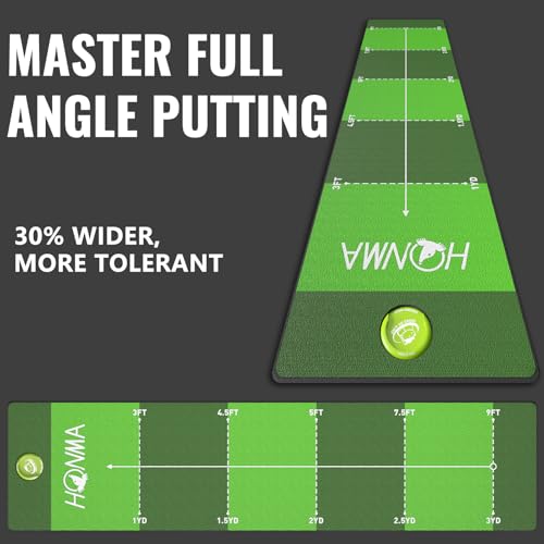 Honma Golf Putting mat with Distance Marker,26in X 9ft Golf Putting Green Indoor for Training fit for Home,Office & Outdoor