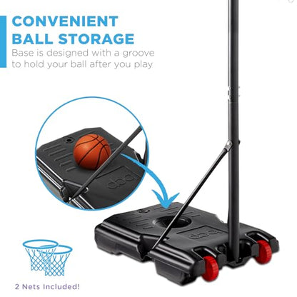 Best Choice Products Kids Height-Adjustable Basketball Hoop, Portable Backboard Set w/ 2 Wheels, Fillable Base, 70.5in to 82.3in Tall - style: American Flag