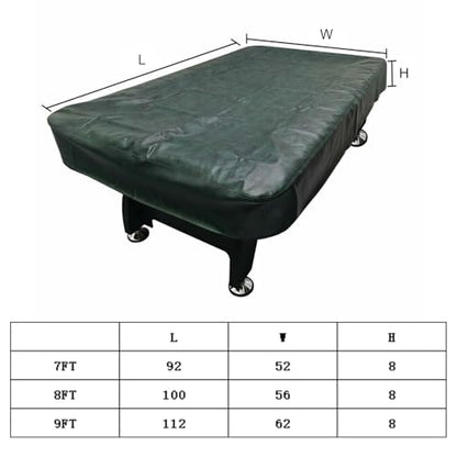 Heavy Duty Leatherette Billiard Pool Table Cover, 7ft Leatherette Fitted Billiard Covers, Waterproof Indoor/Outdoor Pool Table Accessories, Billiards Accessories for Protecting Felt, Green