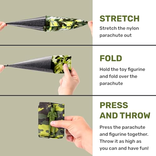 NUTTY TOYS Army Parachute Toys for Kids - Tangle Free Outdoor Flying Parachute Men, Best Small Outside Toys for 4 5 6 7 8 9 10 11 12 Year Old, Top Christmas Stocking Stuffers Idea 2026 Unique Boy Gift - style: Army