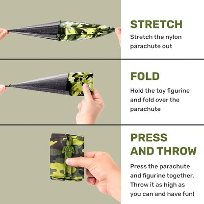 NUTTY TOYS Army Parachute Toys for Kids - Tangle Free Outdoor Flying Parachute Men, Best Small Outside Toys for 4 5 6 7 8 9 10 11 12 Year Old, Top Christmas Stocking Stuffers Idea 2026 Unique Boy Gift - style: Army