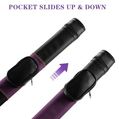 Billiard/Pool Cue Hard Cases, Cue Case 1 Stick 2 Holes,Holds 1 Complete 2-Piece 58 Inches Cue Sticks,Deluxe Hard Billiard Pool Cue Stick Carrying Case,Pool Billiards Accessories - color: Purple