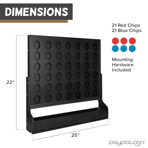 Play Platoon Wall Mounted Giant 4-in-a-Row & Magnetic Tic Tac Toe - Large Wood & Metal Games for Game Room, Bar, Basement, or Playroom Decor - Rustic & Engaging Fun for All Ages