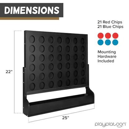Play Platoon Wall Mounted Giant 4-in-a-Row & Magnetic Tic Tac Toe - Large Wood & Metal Games for Game Room, Bar, Basement, or Playroom Decor - Rustic & Engaging Fun for All Ages