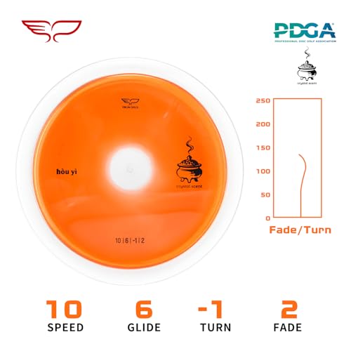 yikundiscs PDGA Approved HOU YI Crystal Scented Distance Driver Golf Disc, 170-176g Tournament Weight, Natural Osmanthus Fragrance, High Glide All-Around Distance Disc for All Skill Levels - color: Crystal Scent Orange