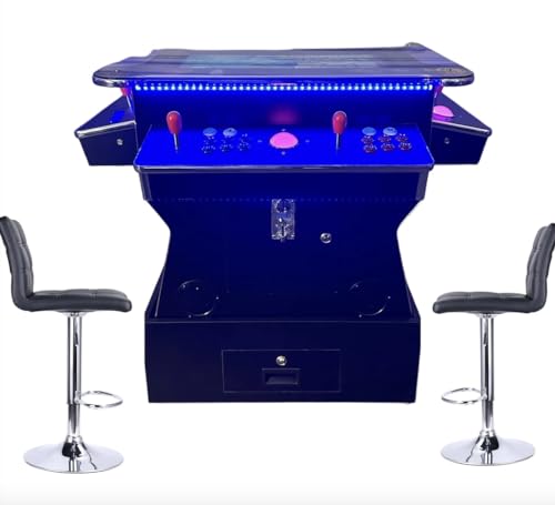 Top Us Video Arcades Full Size Commercial Grade Cocktail Arcade Machine Games Lift Up / Tilt Screen 4600 Games 26.5 Screen with Riser Tempered Glass 2 Stools Included 5 Year Warranty Black
