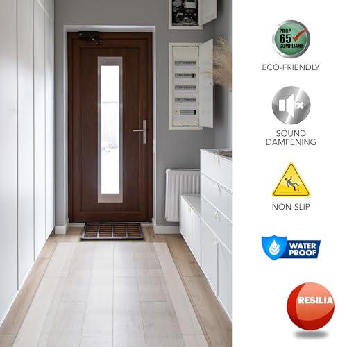 RESILIA Premium Clear Floor Protector Mat – Heavy-Duty Plastic Vinyl Covering for Hardwood, Tile, or Laminate Floors, Table, or Desk –American Modern Pattern 27" x 12' Waterproof Roll, Made in USA - size: 2'3" x 12'
