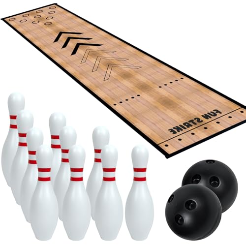 Mini Bowling Set Bowling Alley & Lane Games Indoor Outdoor Home Bowling Set Bowling Pins & Ball Set for Backyard, Lawn, Party Games