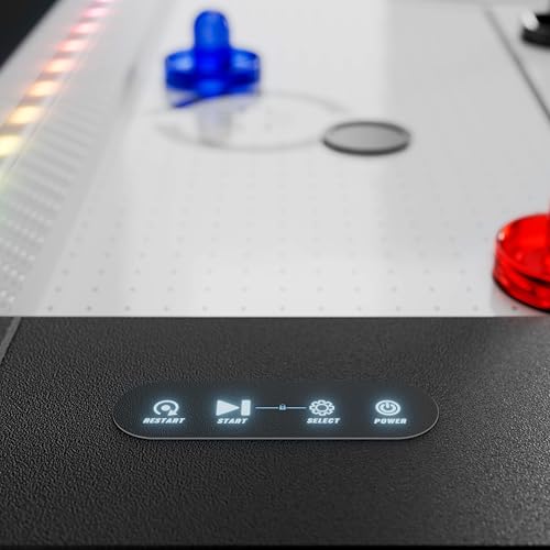 Atomic Vibe 84” Air Hockey Table – Full-Size Arcade Game with LED Lights, Sound Effects, 3 Modes, Electronic Scoring, 120V Blower Motor, Light-Up Puck & Pushers – Black and Grey