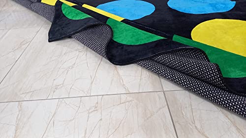 Family Game Party Twister Rug - Black Cotton Area Rug C1027S (47"x71"=120x180cm) for Kids - size: (47”x71”)=120x180cm
