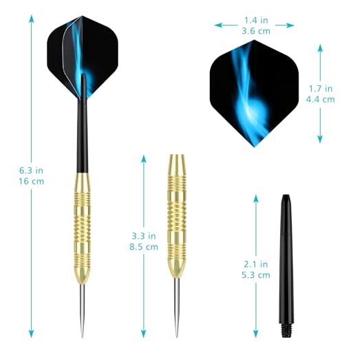 Accmor Darts Metal Tip Set, 12 Pack Steel Tip Darts Darts Set, 24 Grams Professional Metal Darts - color: Gold Fire