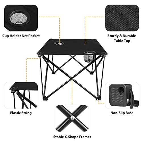 Moclever Foldable Camping Table – Ultralight Portable Table with Cup Holders & Carry Bag, Perfect for Outdoor Adventures, Picnic, Beach, BBQ, Hiking & Home Use