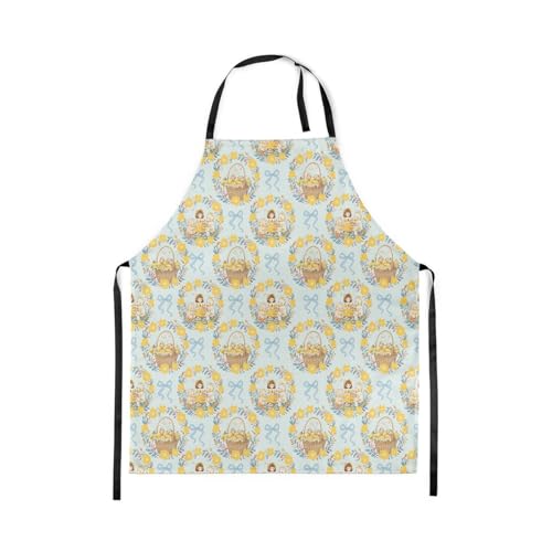 Castle Fairy Cute Rabbit Deer Kitchen Apron - color: Bow Blue Yellow