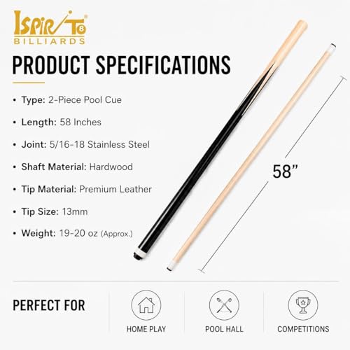 Pool Sticks Billiard Cues 2-Piece 58 Inch Pool Table Sticks 19 oz 13mm Glue-on Tips Hardwood Wooden Pool Cues Stick Set of 2/4 / 6 - style: Pack of 2