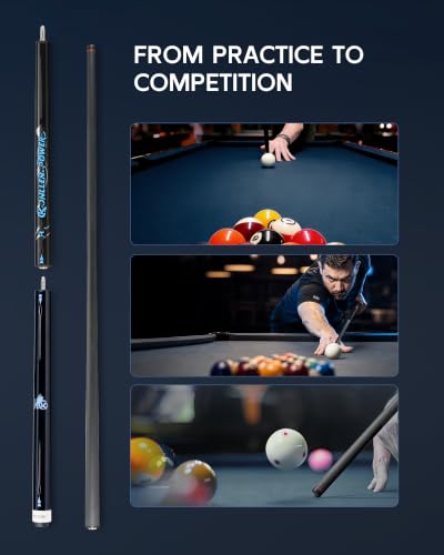 KONLLEN Heavy Hitter Carbon Fiber Jump Break Cue, 3-Piece 58" Pool Cue for Break and Jump Shots, 13mm Phenolic Tip, Uni-Loc Joint, 19–20oz - color: Black