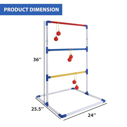 GSE Games & Sports Expert Premium Plastic Ladder Ball Toss Game Set with 6 Bolas & Carrying Bag, Portable Outdoor Games for Backyard, Lawn, Beach, Camping, Tailgate Party with Family, Friends - style: Plastic Ladder Toss Game Set