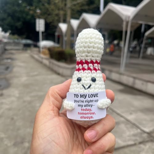 Bowling Accessories Crochet Gifts, Emotional Support Bowling Pin Office Desk Decor Decorations for Women Men (To My Love Gift) - style: To My Love Gift