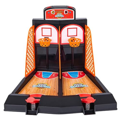 Zugar Land Desktop Mini Basketball Shooting Game for Two (9") Plastic. Tabletop Desk Games to Reduce Stress Fun Sport Hoop Set