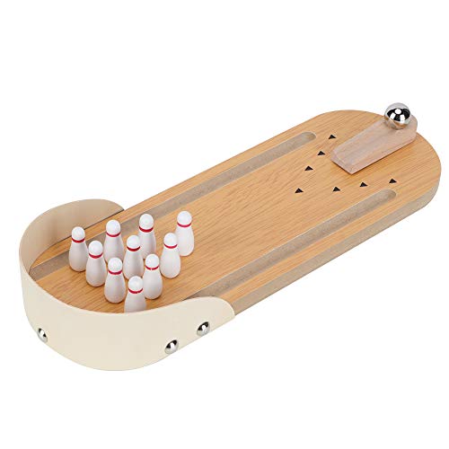 Mini Desktop Bowling Game, Develops Hands on Ability, Stress Relief Toy for Kids and Adults, Wood Material for Desk or Office Fun
