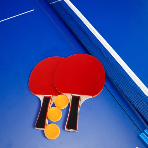 Table Tennis Paddle Set with Non-Skid Wood Racket and Lightweight Portable Balls for Outdoor Training and Interactive Play
