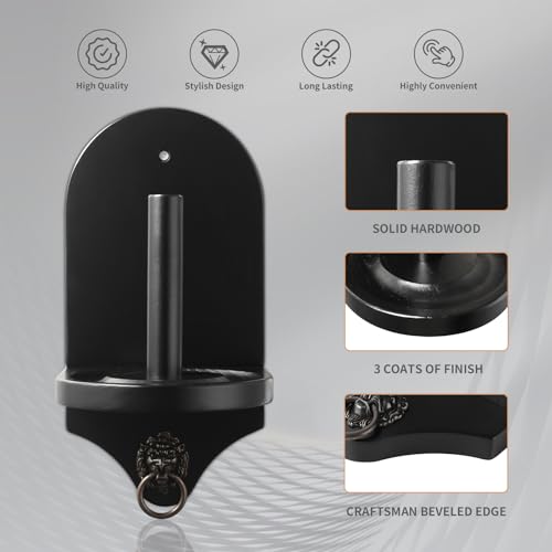 HMQQ Billiards Accessories: Wall Mounted Pool Chalk Holder, with a Natural Wood, Black Finish