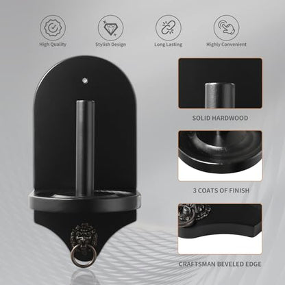 HMQQ Billiards Accessories: Wall Mounted Pool Chalk Holder, with a Natural Wood, Black Finish
