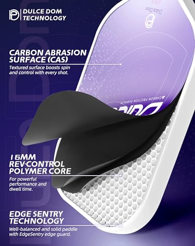 Dulce DOM Pickleball Paddles Set of 2/4 - USAPA Approved, 4 Indoor Outdoor Pickleball Balls, Fiberglass Surface Paddle Racket with Cover Bag, Ideal Training Equipment Gift for Men & Women - color: Purple*1