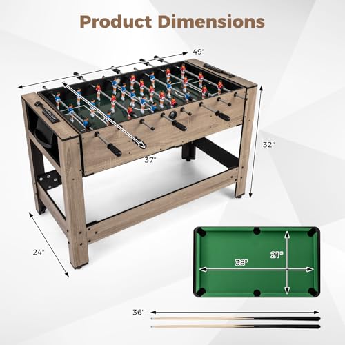 Goplus 2-in-1 Swivel Multi Game Table, 48” Combo Game Table with Foosball & Pool for Adults, Indoor Outdoor Combination Arcade Table for Home Game Room Party - style: 49" x 24" x 32"