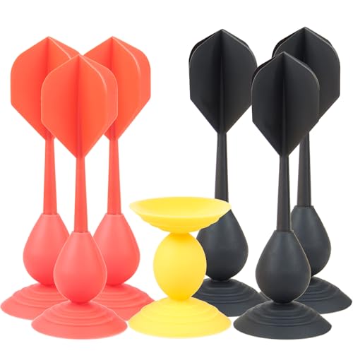 Silicone Sucker Darts Throwing Game Set, Indoor Outdoor Detachable Suction Cup Toys for Kids & Adults - color: with Black & Red Dart Flights
