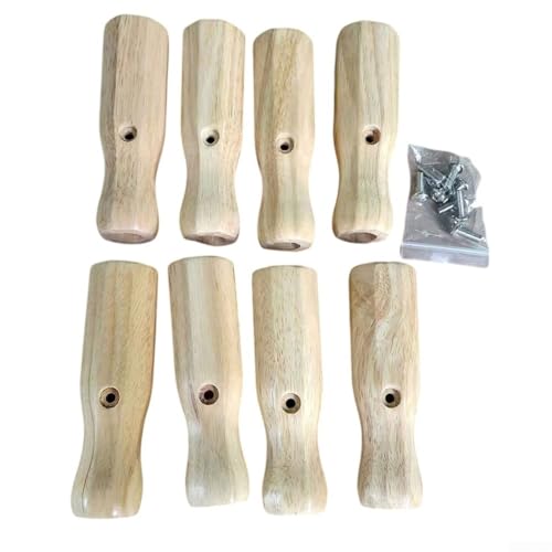 Foosball Table Handle Set 8 Wood Pieces With Nonslip Groove And Screws Rod End For 16mm Inner Diameter Soccer Table Rods(yellow) - color: yellow
