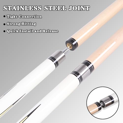 Canadian Maple Pool Cue Sticks (10mm/11.5mm/13mm), 58" 2-Piece Pool Sticks with Low Deflection Shaft,Billiard Sticks for Home, Bar, and Tournament Play - color: only cue11.5MM