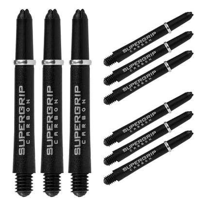 Harrows Supergrip Carbon Silver Shafts, Medium, Increased Aerodynamic Flow, Dart Shafts, 3 Shafts per Pack, 3 Packs Included (9 Shafts in Total) …