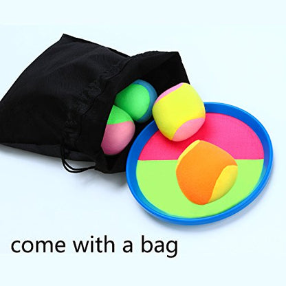Aneco Paddle Catch Ball and Toss Game Set Disc Toss and Catch Paddle Game with 1 Storage Bag, 4 Paddles and 6 Balls (2 Big Balls and 4 Small Balls)
