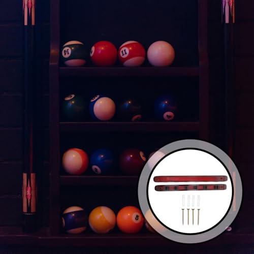 POPETPOP Wood Pool Cue Stand Wine Red 6-Hole Wall-Mounted Billiards Rod Display Rack Set for Home Use