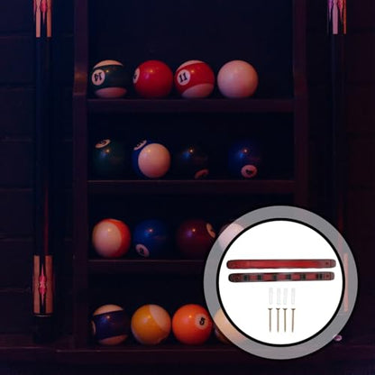 POPETPOP Wood Pool Cue Stand Wine Red 6-Hole Wall-Mounted Billiards Rod Display Rack Set for Home Use