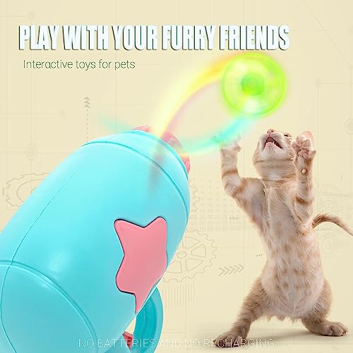 Cat Fetch Toy, Interactive Flying Cat Toy with 1 Light Up Spinning Tops, 1 LED Propellers and 4 Flying Propellers,Kitten Tracks Toy for Training Hunting Chasing(Blue) - color: Blue