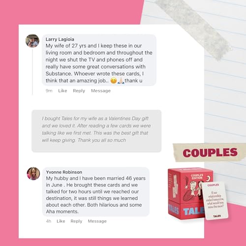 TALES 150 Conversation Starter Cards, Couples Edition, Prompts for Deeper Connection, Date Night Ideas, Anniversaries, and Quality Time Together - color: Couples Edition