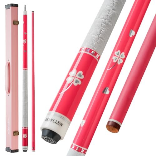 KONLLEN Pool Cue Stick Low Deflection Billiards Cue Stick Young Fashionable 58" Professional Pool Table Sticks Gifts for Adults -12.5mm Tip, 3/8 * 8Joint, Weight 19OZ - color: KL-Pink-Pro