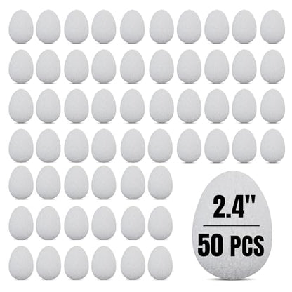 50 Pcs 2.4" White Foam Easter Eggs for Crafts – Textured Polystyrene DIY Foam Eggs for Painting, Spring Holiday Decorations, School Activities, & Handmade Ornaments – Bulk Pack, by Hygloss - size: EGGS, 1.75" x 2.4", style: 50 Pieces
