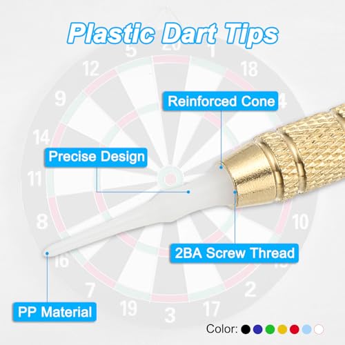 PATIKIL Plastic Dart Tips 2BA Thread, Soft Dart Tip Replacement Dart Accessories - color: White