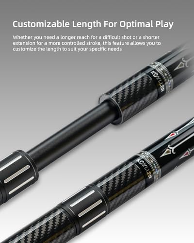 KONLLEN Pool Cue Extension with 3 Bumpers Carbon Fiber Billiards Cue Extension Billiard Accessories for Pool Sticks - color: Adjustable Extension