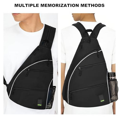 Goloni Pickleball Bag for Women Men, Convertible Pickleball Backpack Sling Bag with Fence Hook, Waterproof Polyester Paddle Bag with Multiple Compartments - color: Black