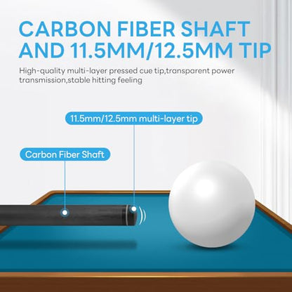 Carbon Fiber Pool Cue 58" 2-Piece Cue Stick Professional Cue Carbon Technology Low Deflection Billiard Cues（Weight can be Adjusted） - color: Flame, size: 12.5mm