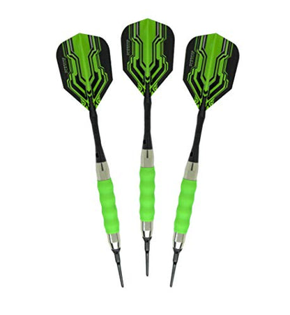 sure grip Viper Green Soft Tip Darts with Dart Case & Accessories Choice of Flights 16 or 18 Grams (Harrows Plexus, 18g)