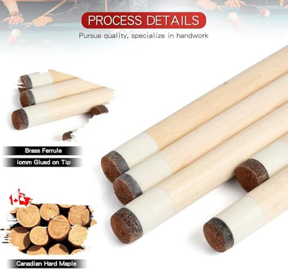 Pool Cue Stick - 58 inch Maple Billiard Pool Stick, 19/20/21 oz 1/2 Maple Pool Cue Stick Kit, 2-Piece Billiard Pool Cue Stick - color: White With Case(19 oz/11.5mm)