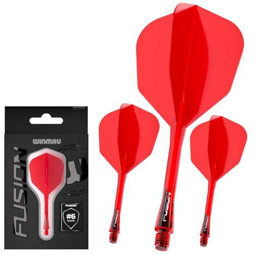 Winmau Fusion No.6 Integrated Flight & Shaft System - Lightweight Replacement Set for Steel & Soft Tip Darts - 90-Degree Wing Design Sizes - color: Red, size: Short (22mm)