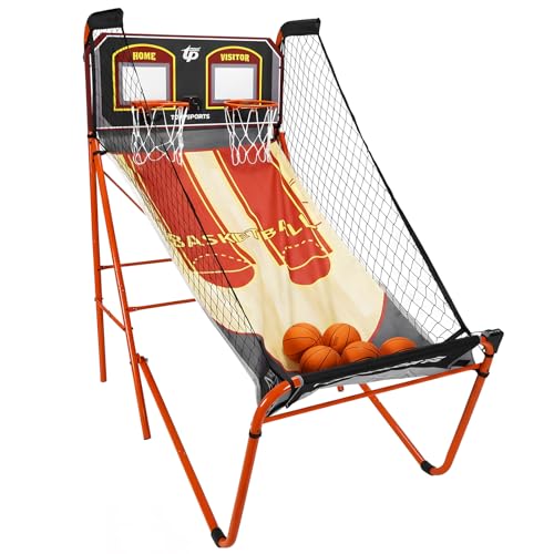 Basketball Arcade Game Machine LED Electronic Scoring Indoor Arcade Basketball Hoop with 5 Size 7 Inch Balls for 2 Players Kids Adults Player