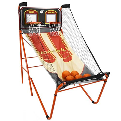 Basketball Arcade Game Machine LED Electronic Scoring Indoor Arcade Basketball Hoop with 5 Size 7 Inch Balls for 2 Players Kids Adults Player